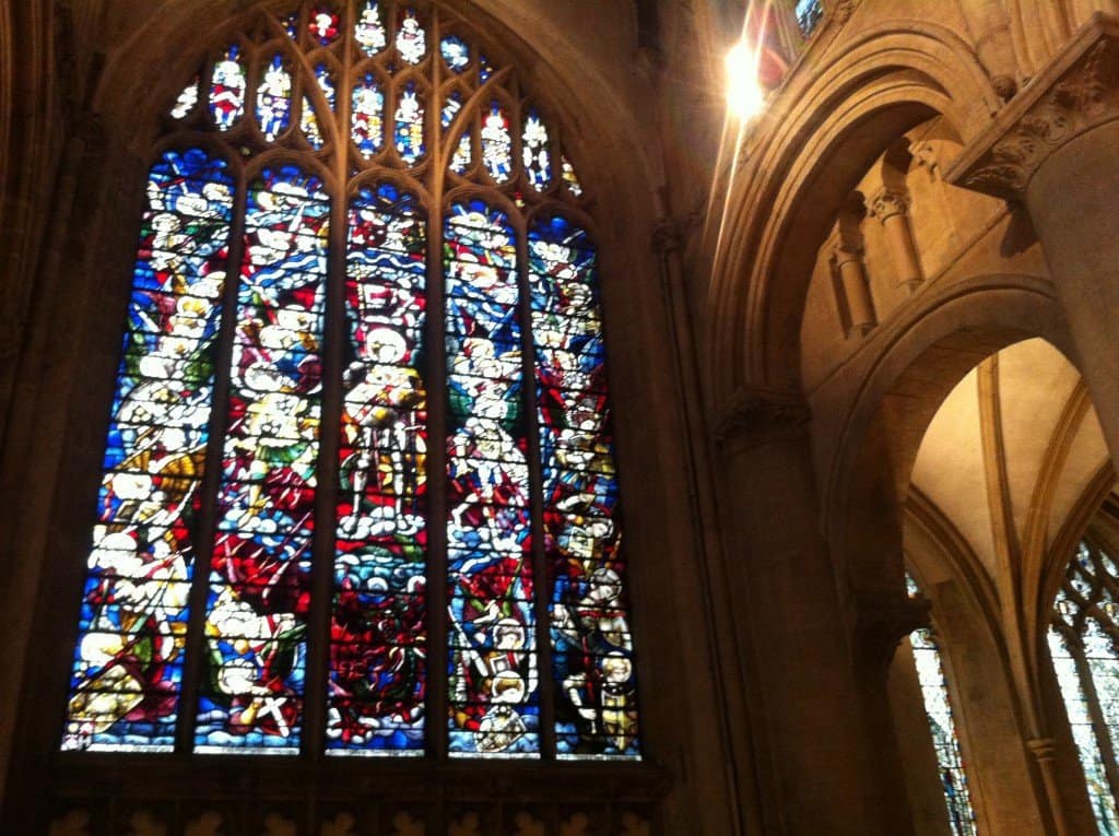 Stained glass window inside Oxford building