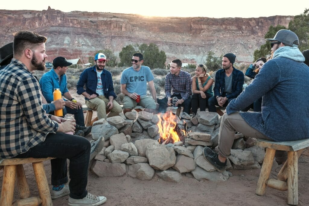 people around a campfire