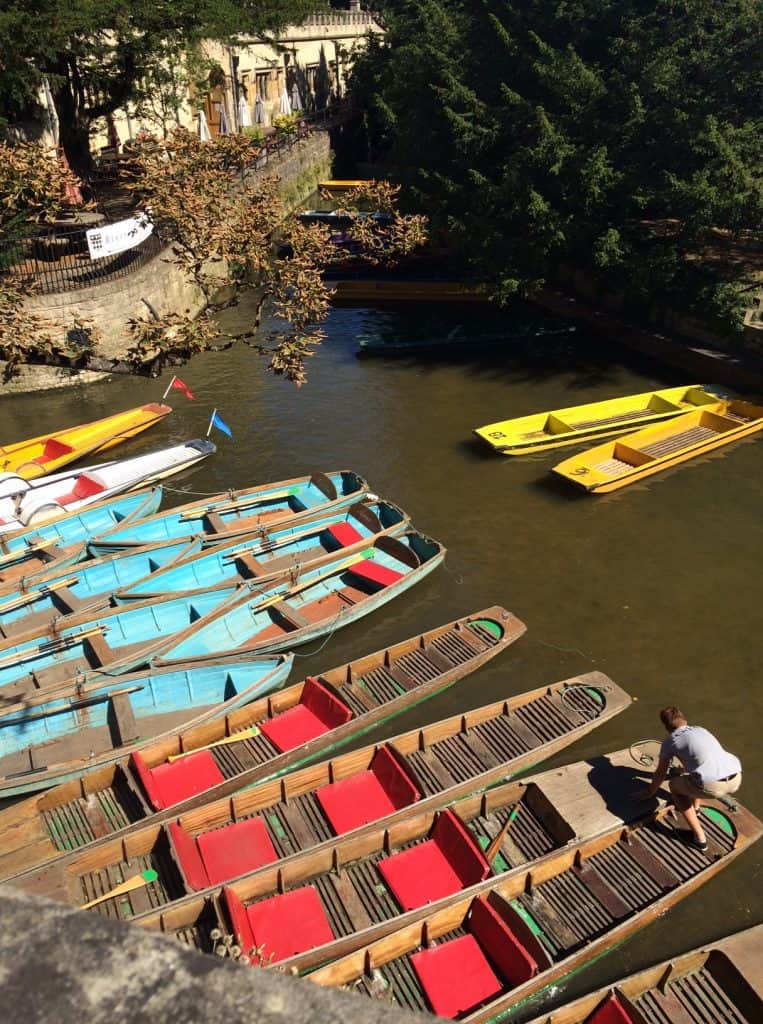Punting boats on a river in Oxford