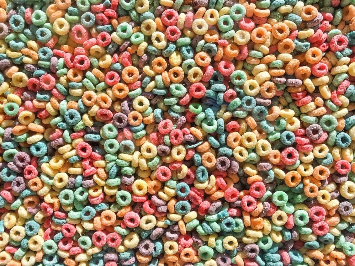 Colorful cereal hoops