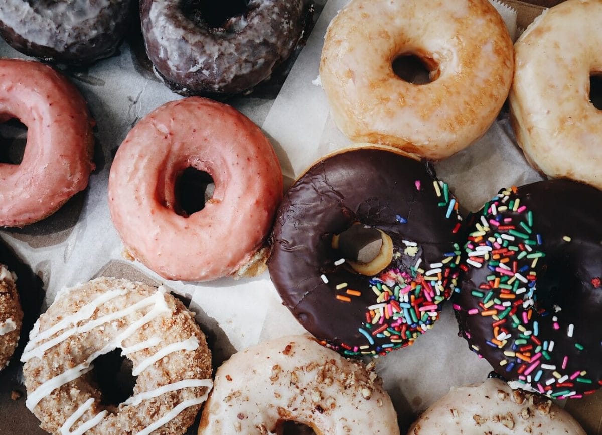 A plate of donuts