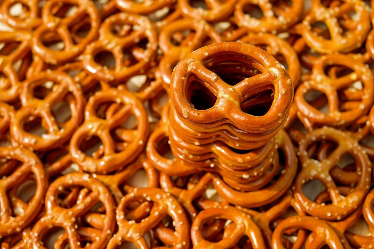 A stack of pretzels