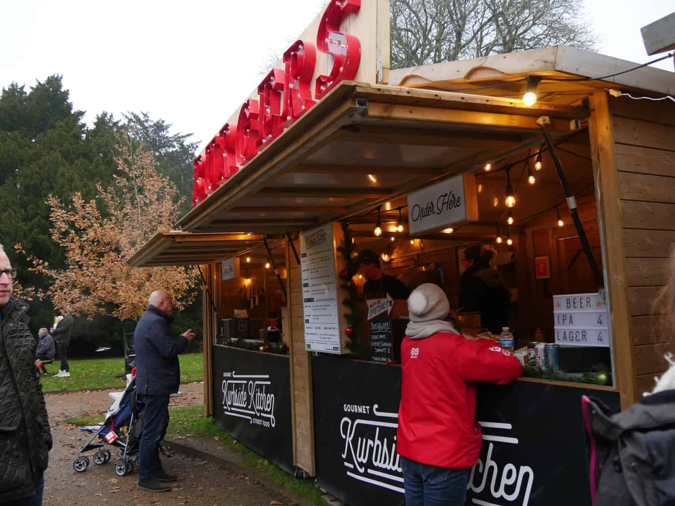 A food stall at the Christmas market at Waddesdon Manor