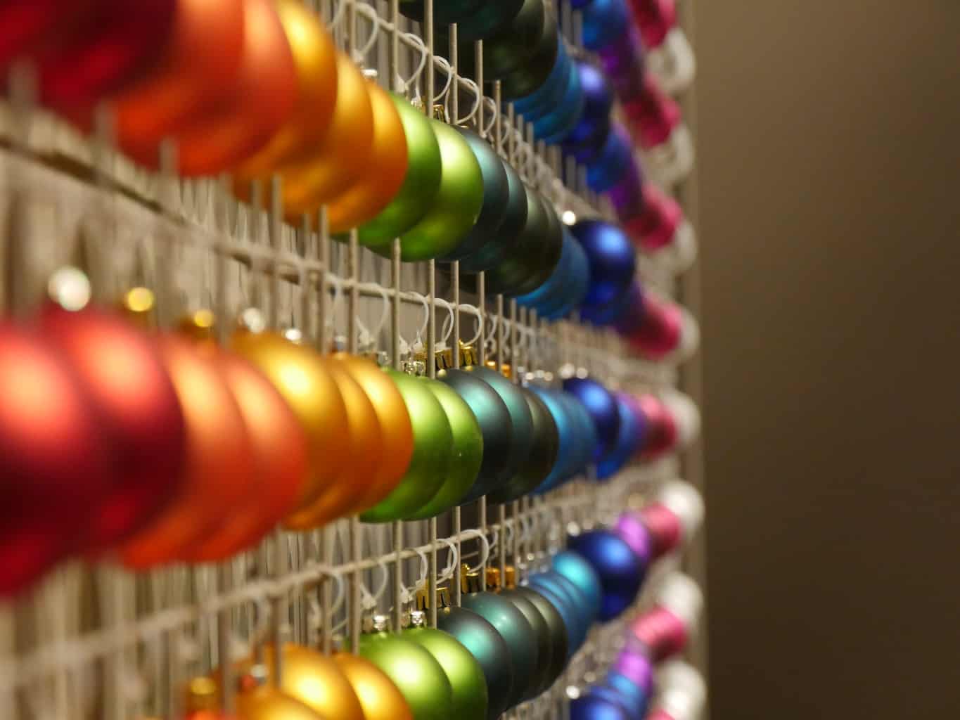 Multi-coloured Christmas decorations