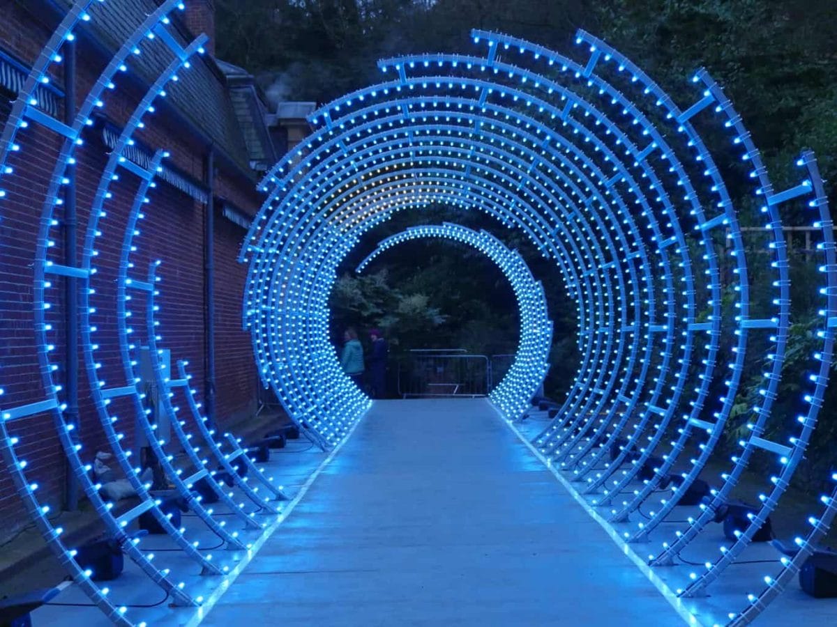 A light tunnel at Waddesdon Manor Christmas