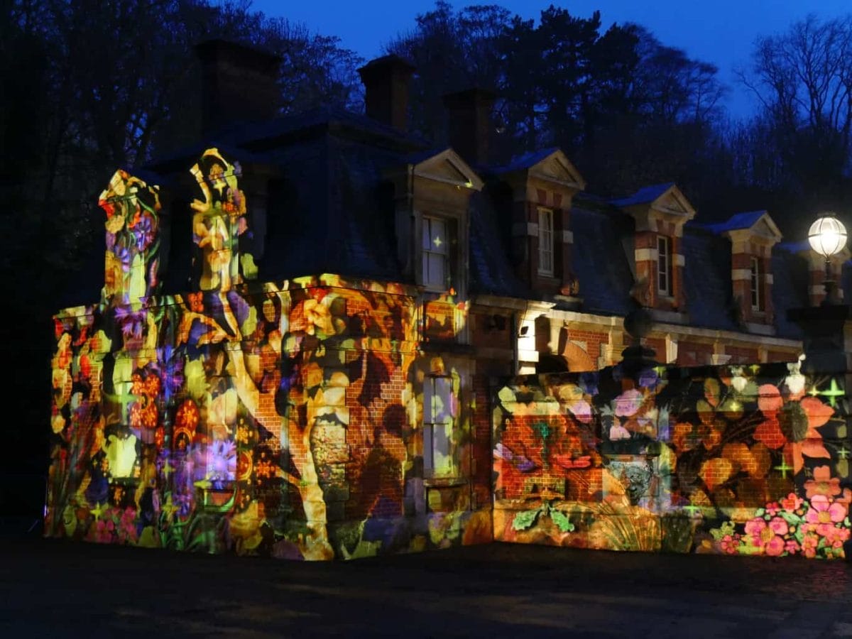 A projection show on a building at Waddesdon Manor Christmas