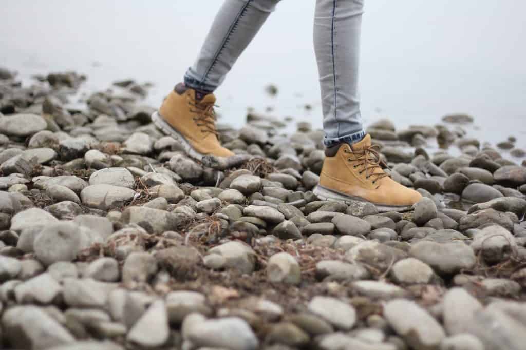 waterproof shoes walking on rocks