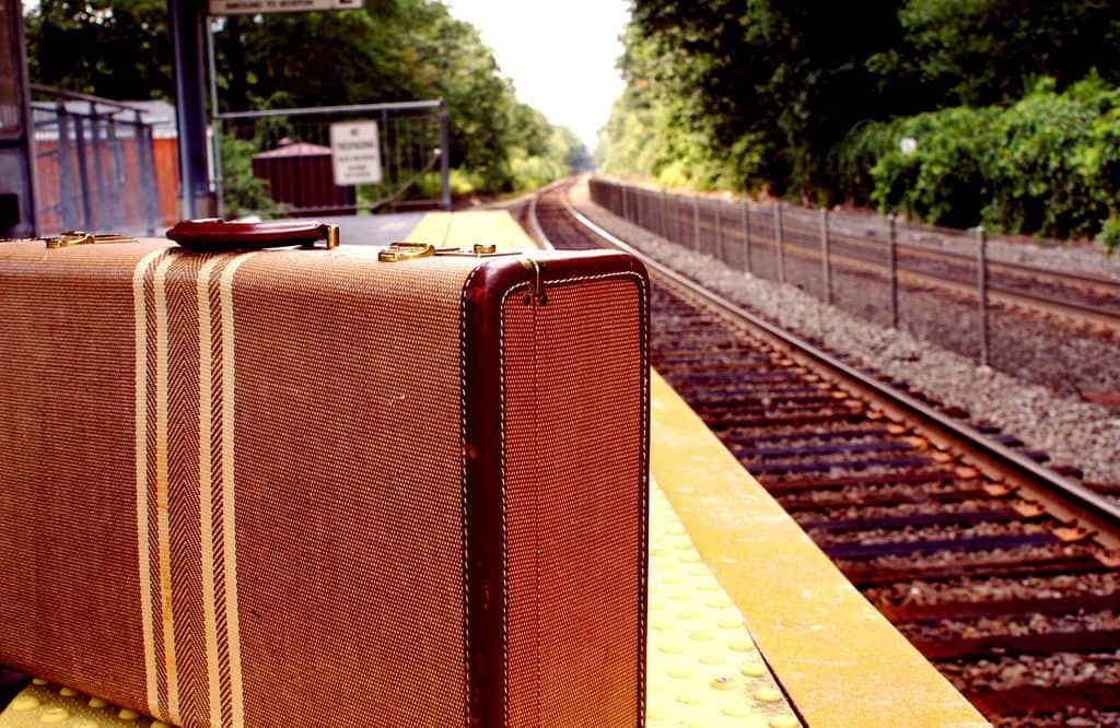 suitcase on train platform