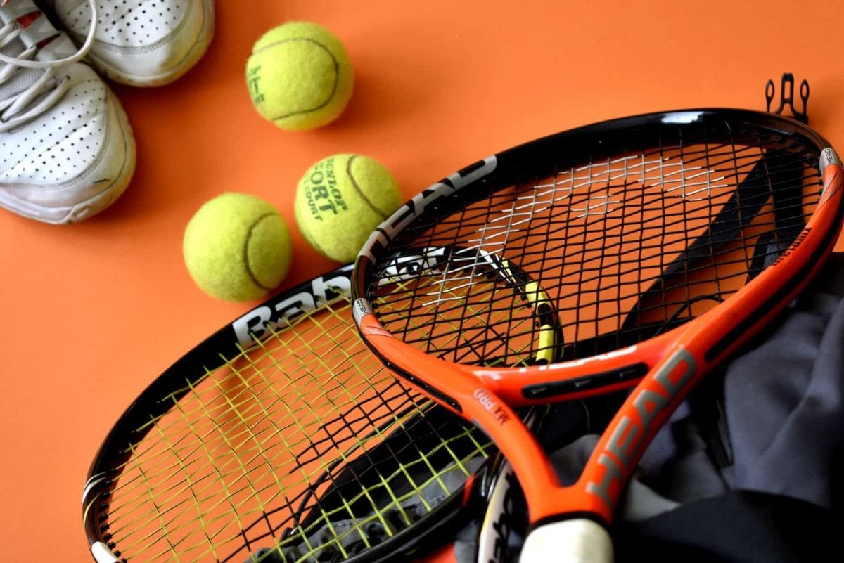 Tennis racket and tennis balls