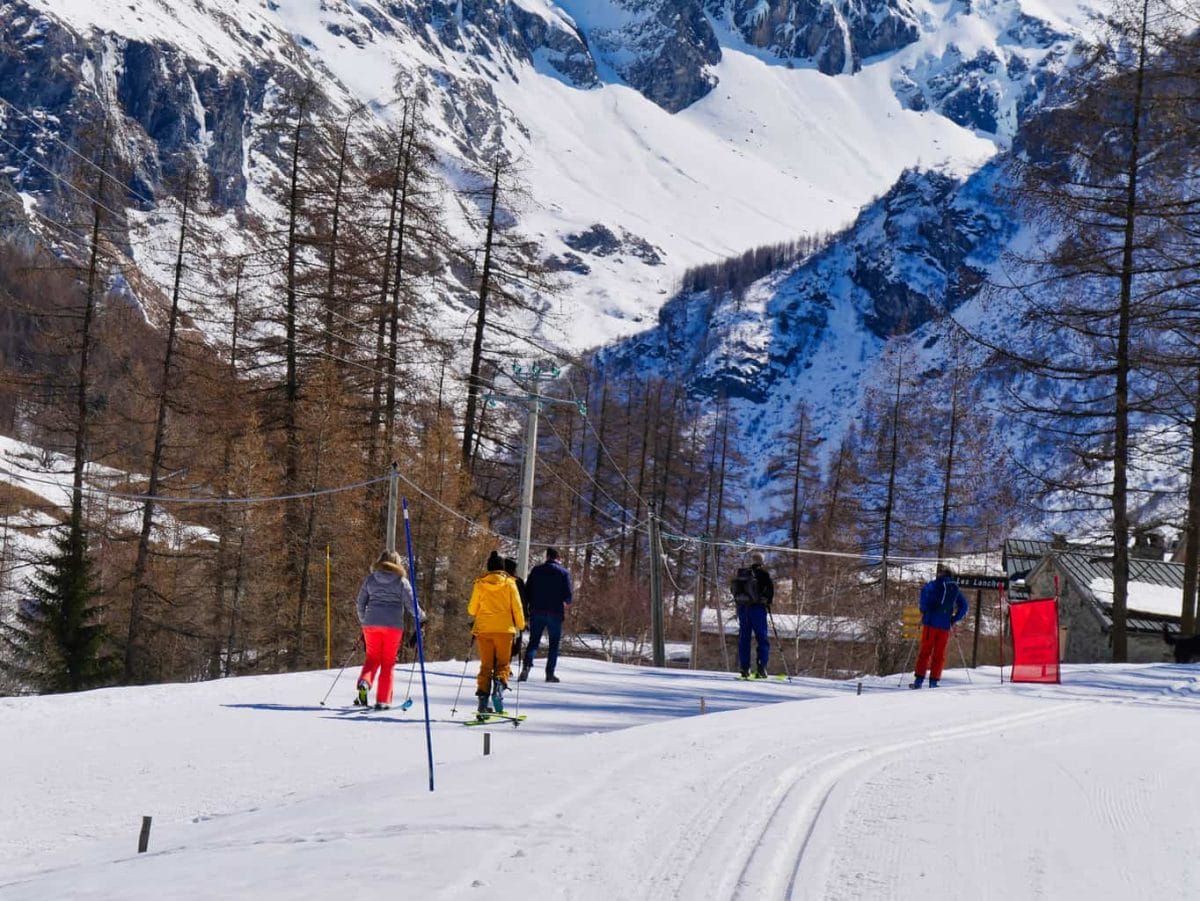 Nordic Skiers and walkers in Nordic Ski site in Les Arcs