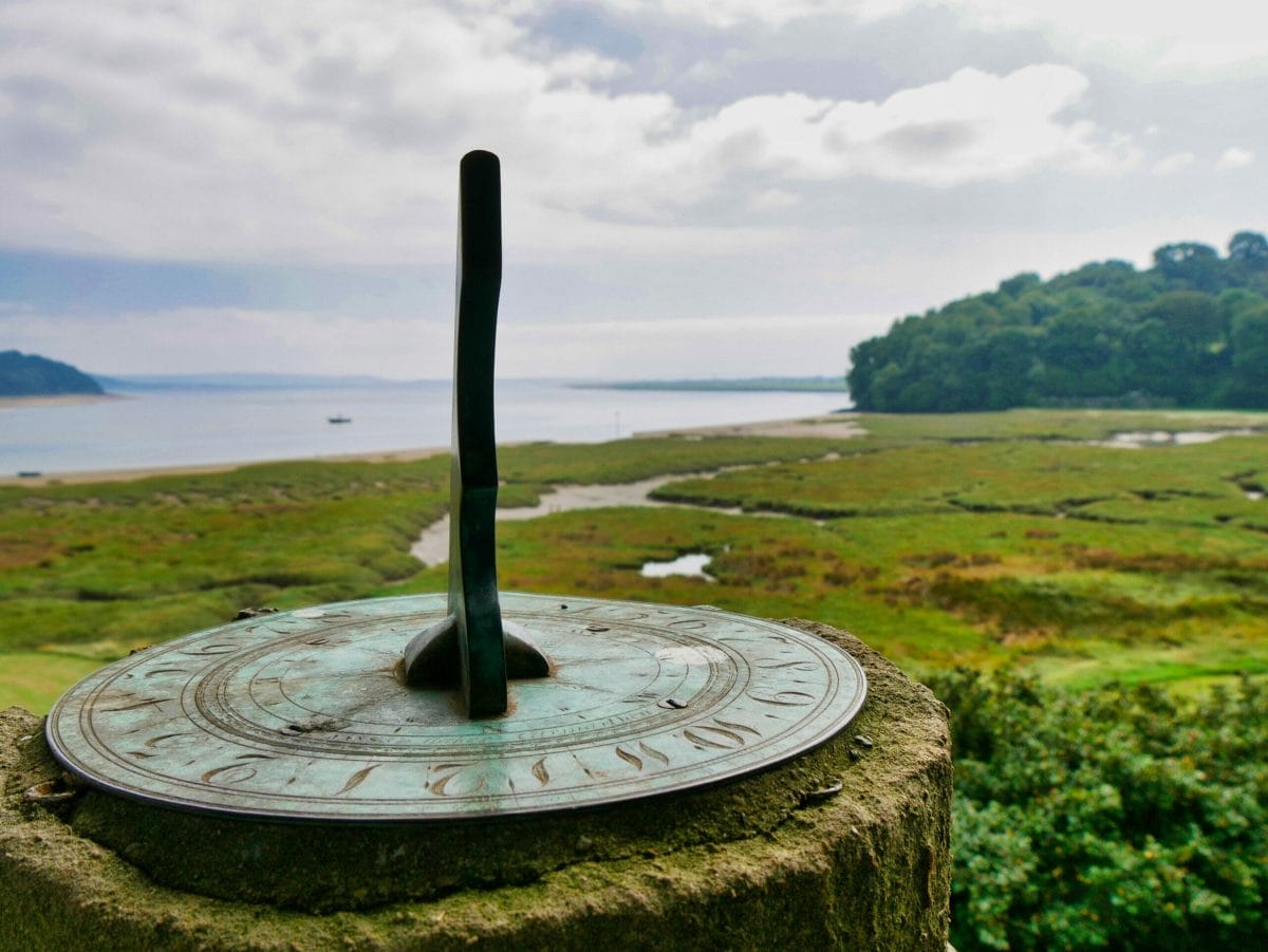 Sundial at Laugharne castle in Wales