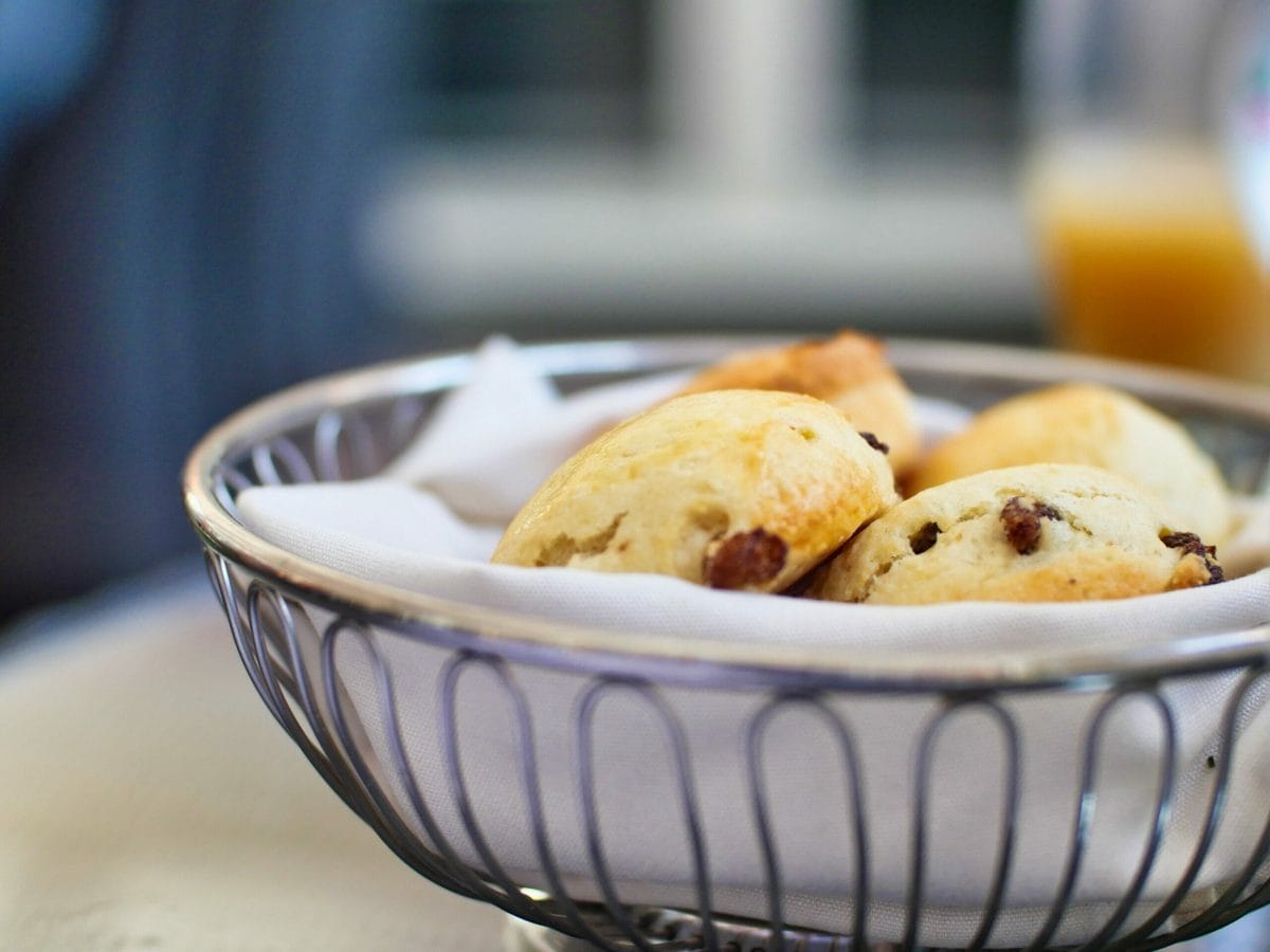 Afternoon tea scones in a basket