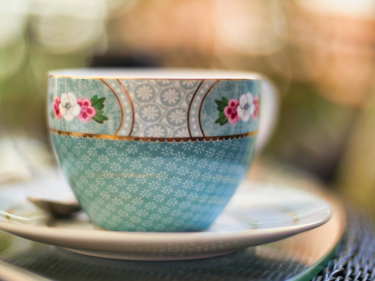 Blue floral tea cup