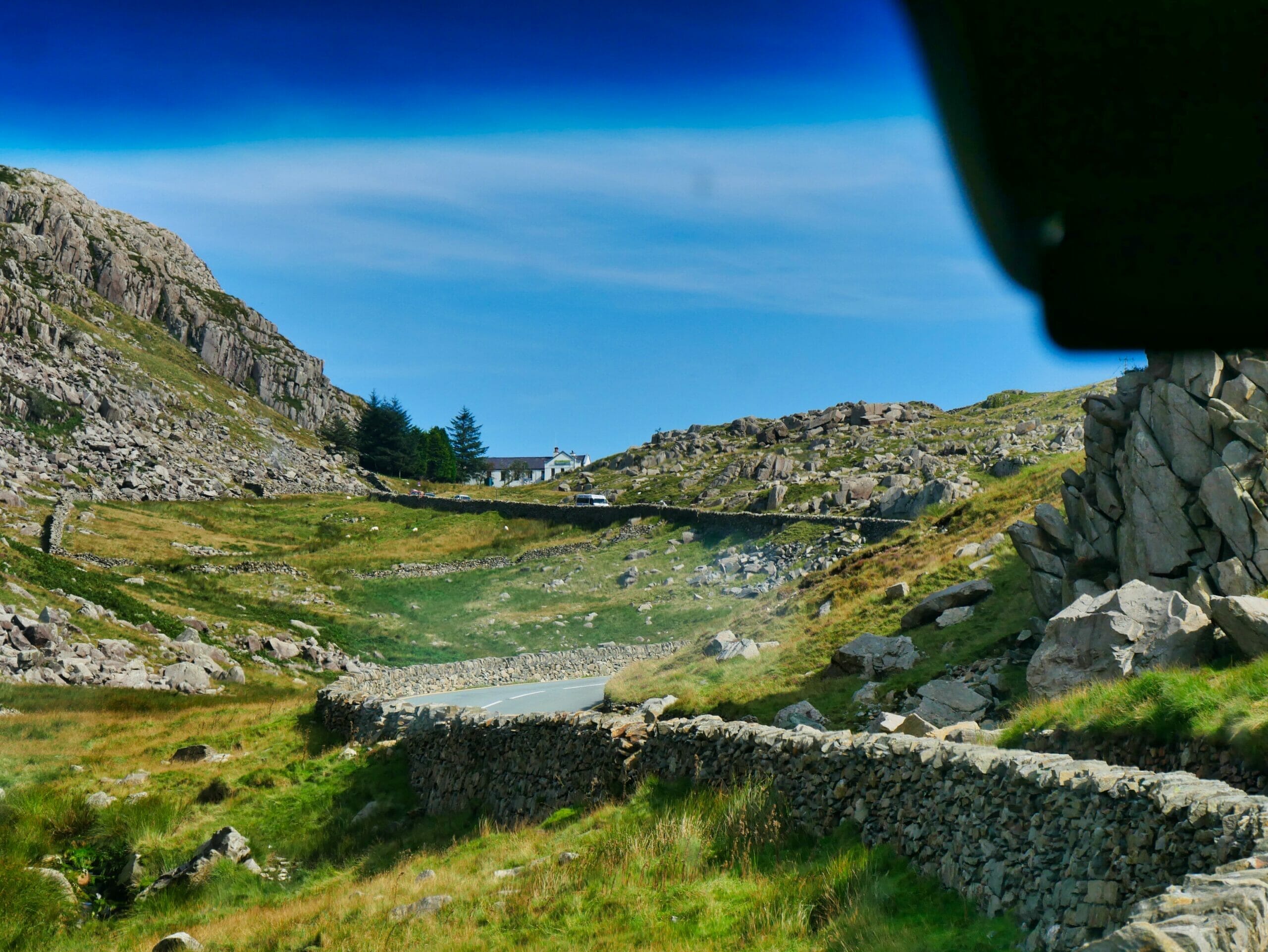 The view of the Welsh countryside from inside the Rabbie's bus