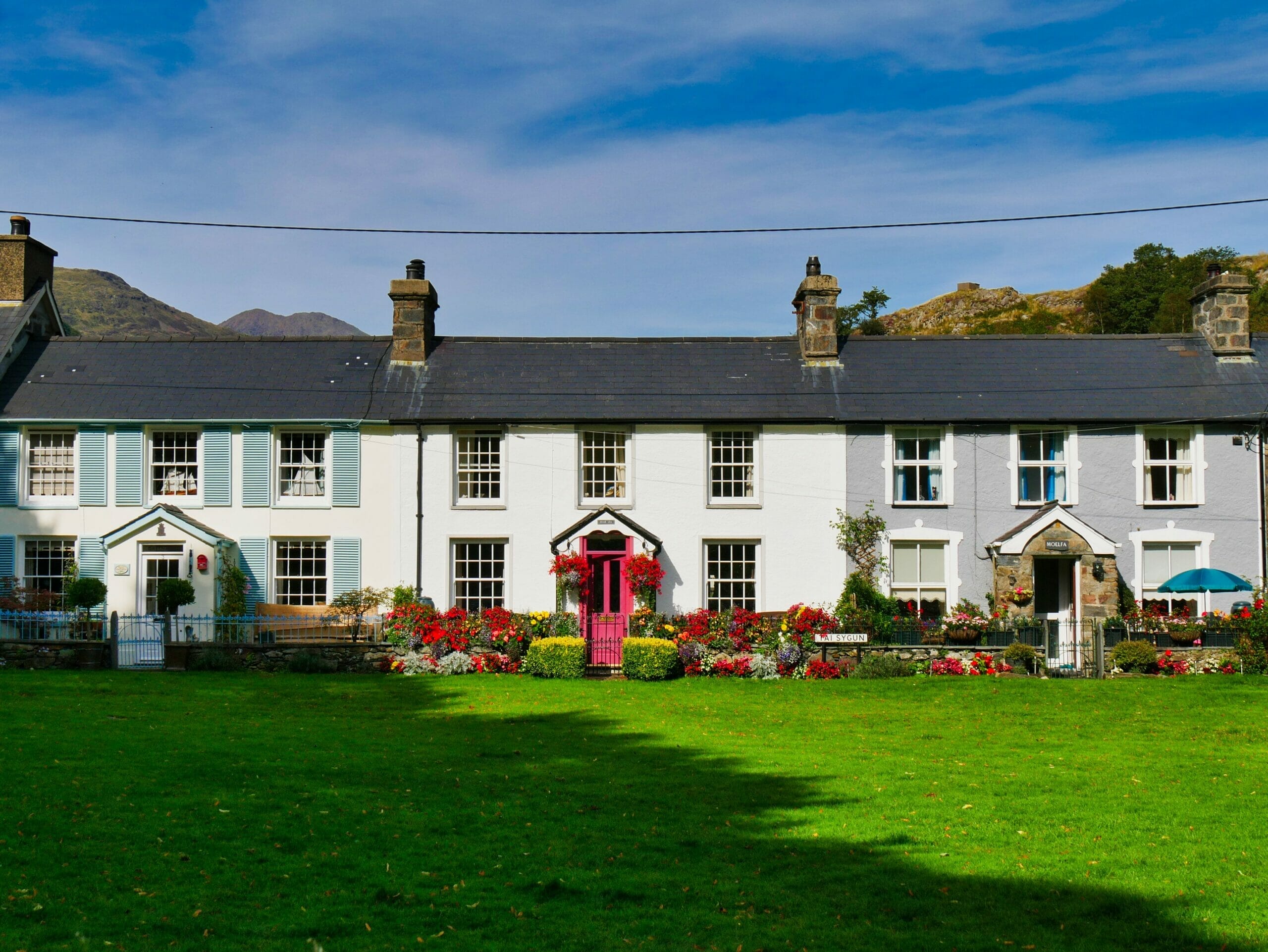 Some houses in Beddgelert, looking very symmetrical