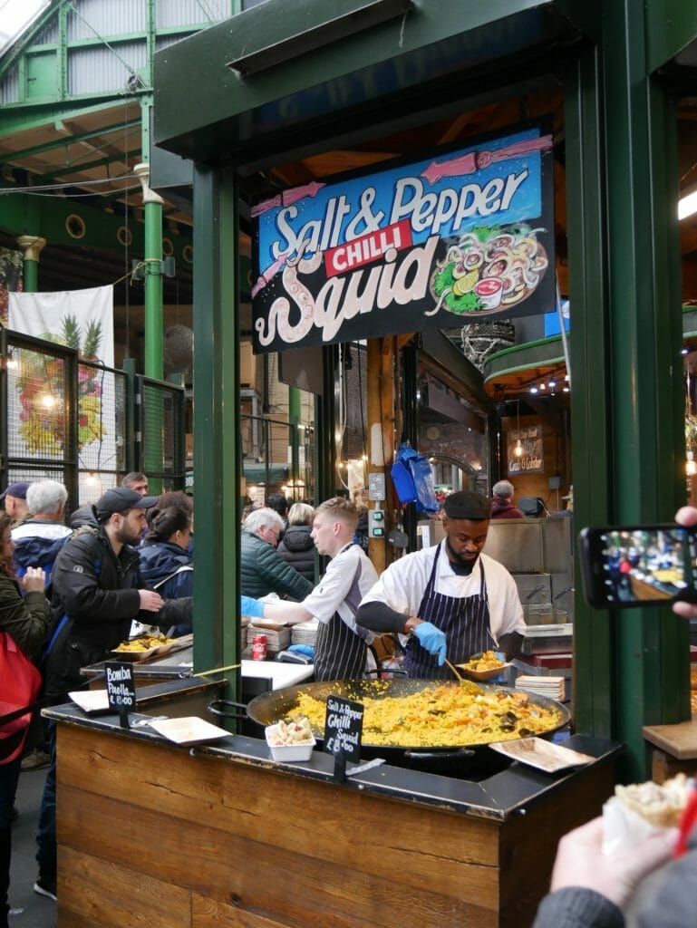 A squid food shop at Borough Market London