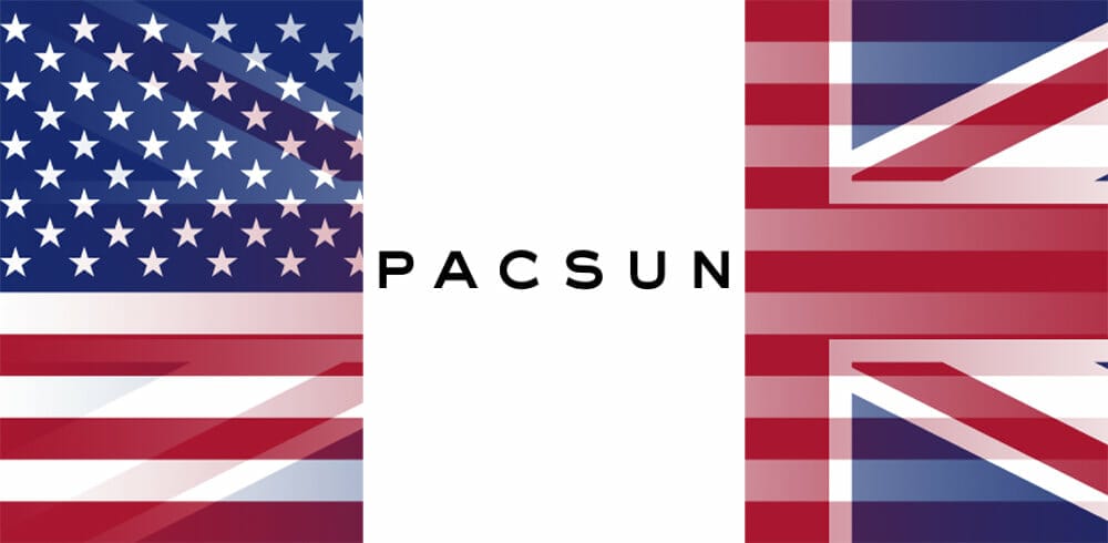 PacSun logo with USA and UK flags