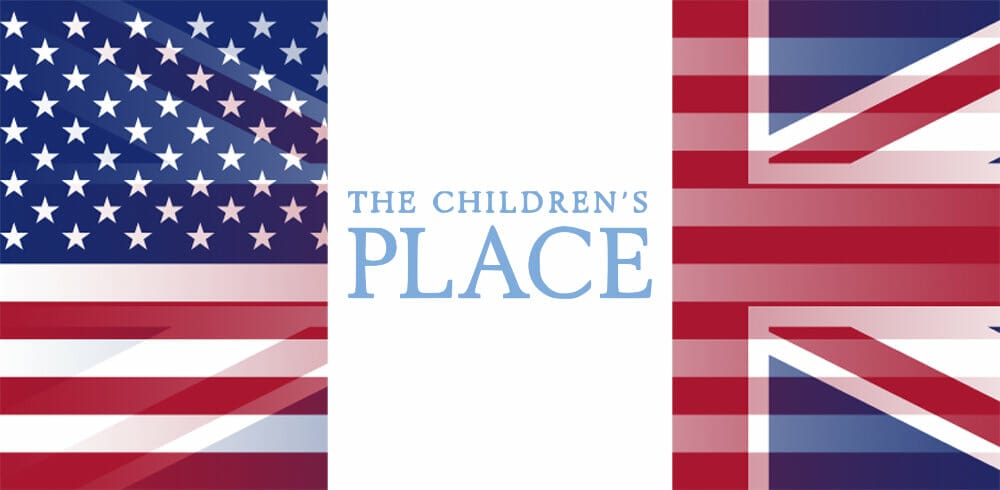 The Children's Place logo with UK and USA flags