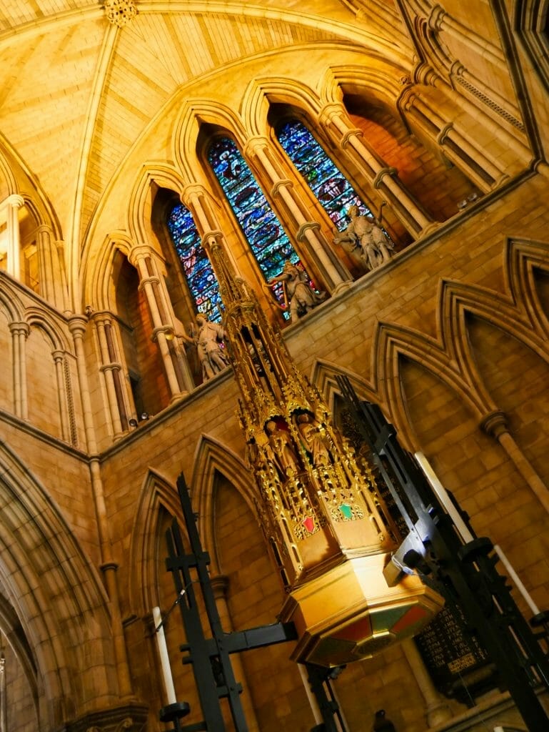 Inside Southwark Cathedral at night