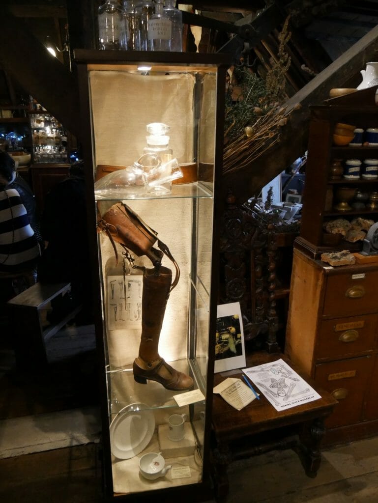 An old prosthetic leg at The Old Operating Theatre in London Bridge