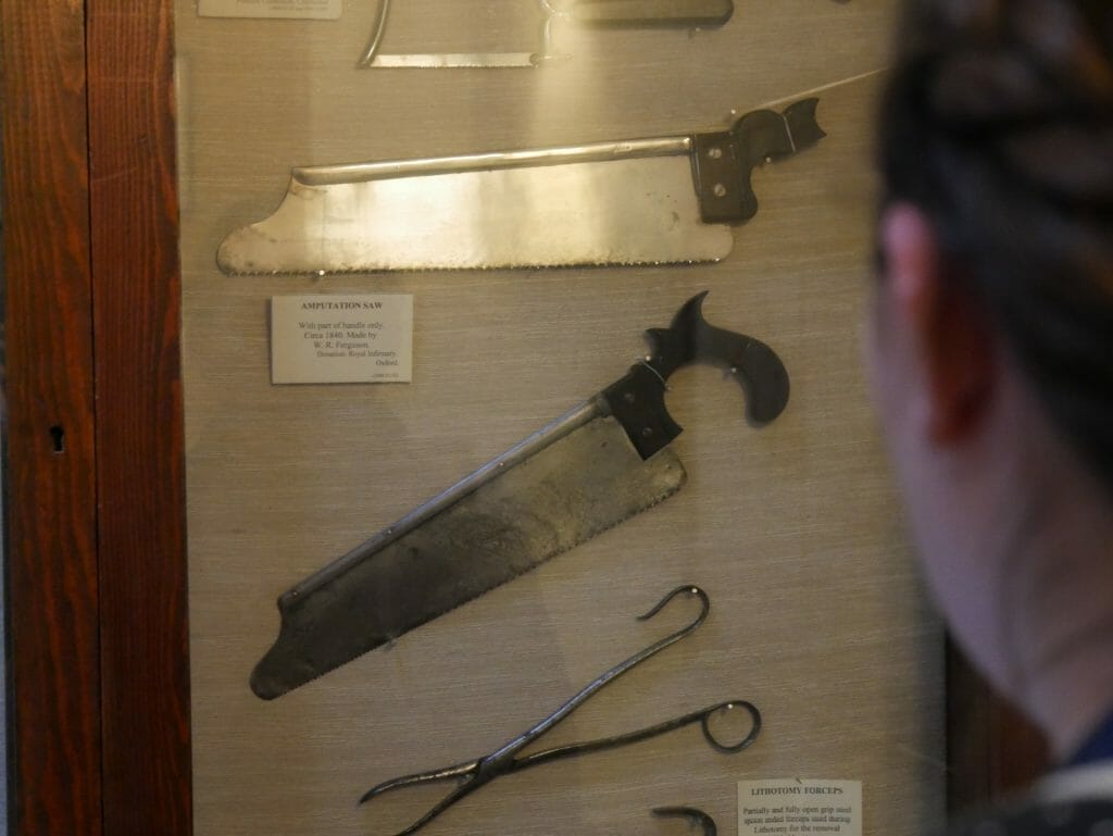 An old bone saw at The Old Operating Theatre in London Bridge