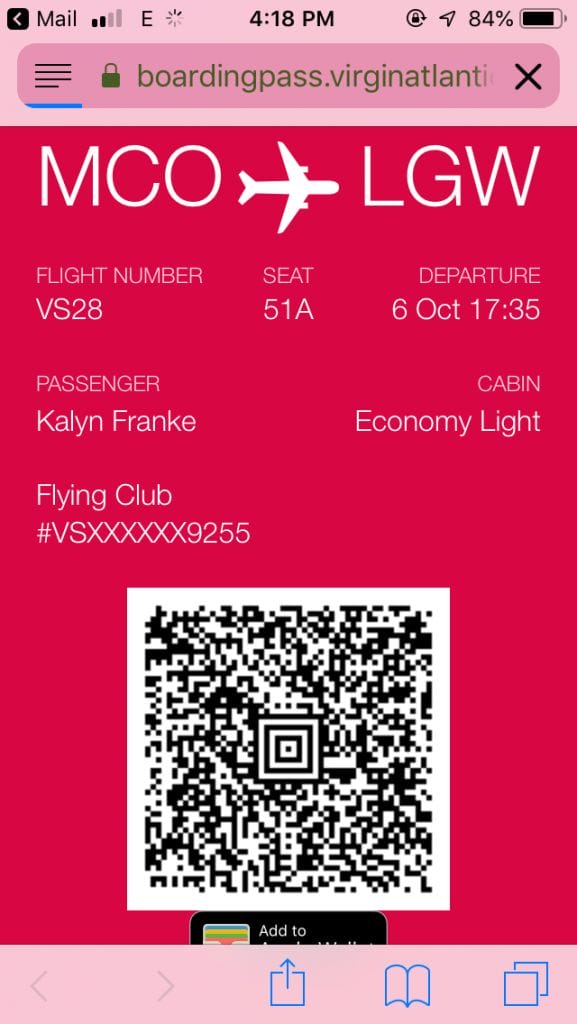 Virgin Atlantic flight review