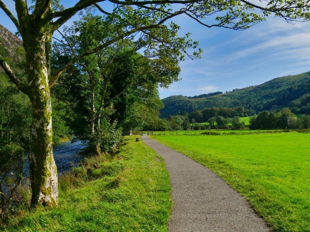 A path along a river in Beddgelert, Wales