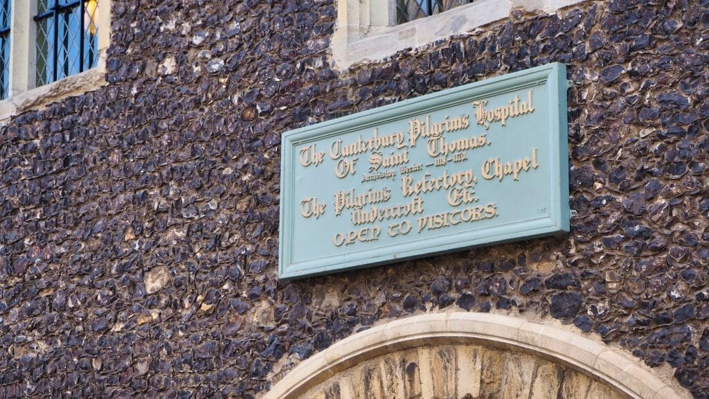 A sign for the St Thomas Pilgrims Hospital in Canterbury
