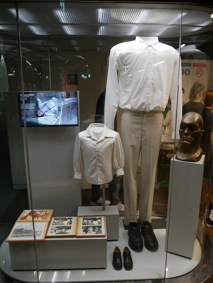 A display housing Richard Kiel's Jaws costume from the James Bond movies.