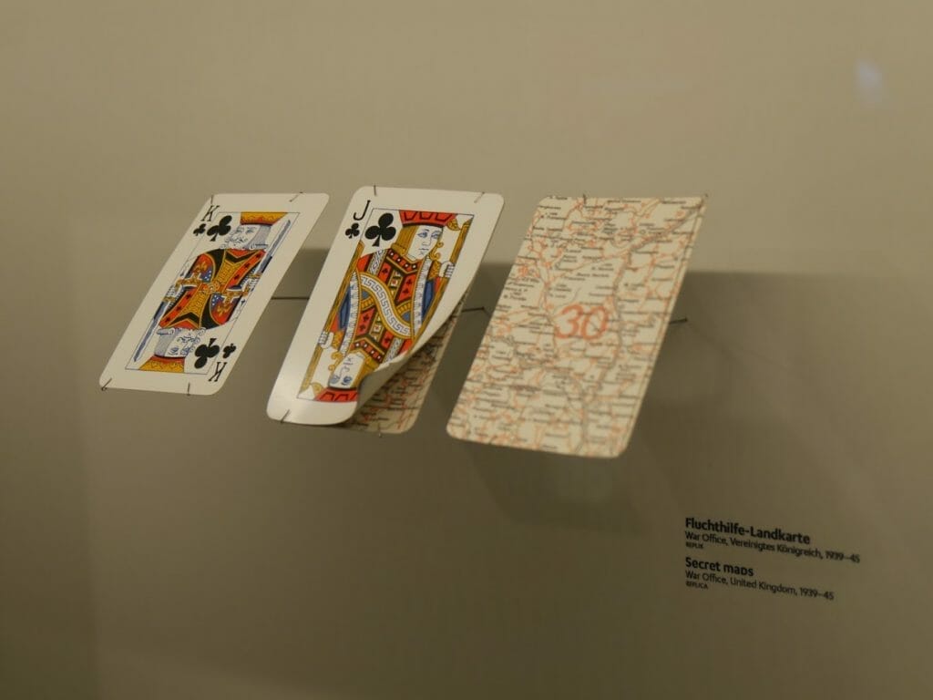 Secret maps hidden inside playing cards at the German Spy Museum, Berlin