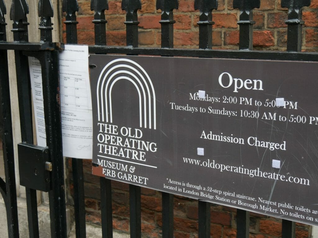 Old Operating Theatre sign