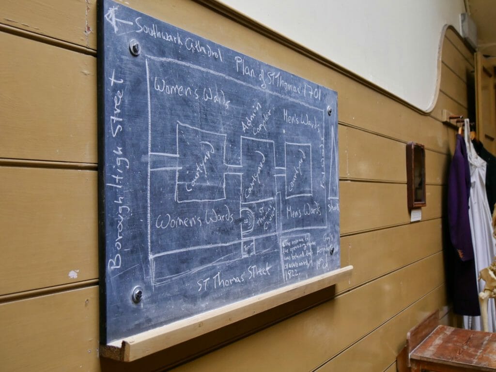 Blackboard with map drawn on it at The Old Operating Theatre