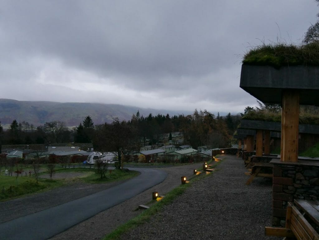 View outside a hobbit hole at The Quiet Site