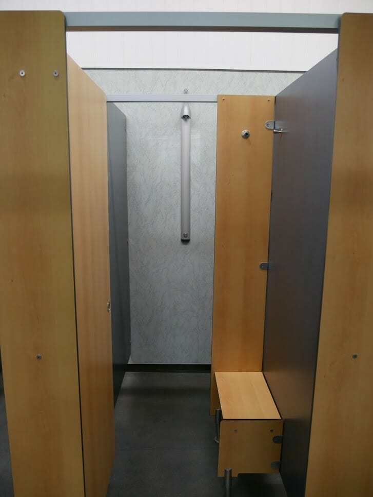 Inside one of the shower cubicles at The Quiet Site