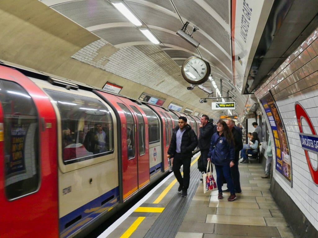 People getting on a London underground train
