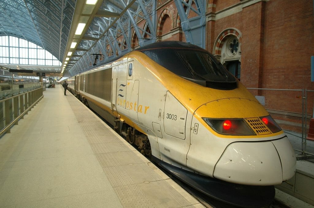 Eurostar London to Disneyland Paris train in St Pancras station