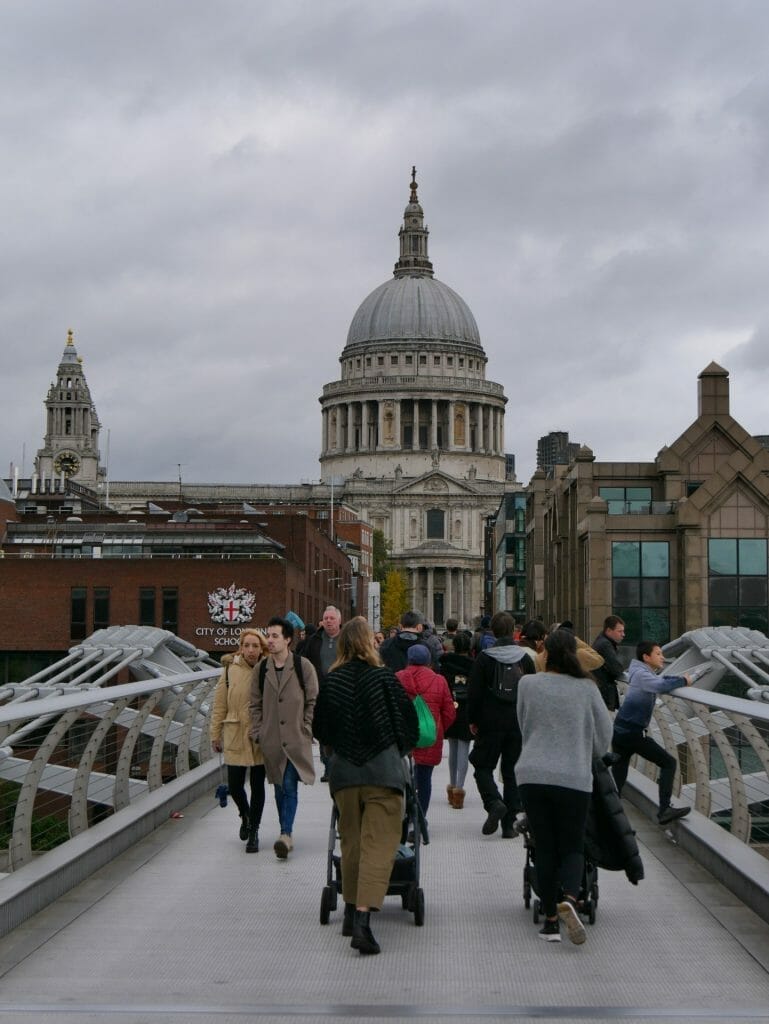 City of London School with Millennium Bridge and St Paul's Cathedral