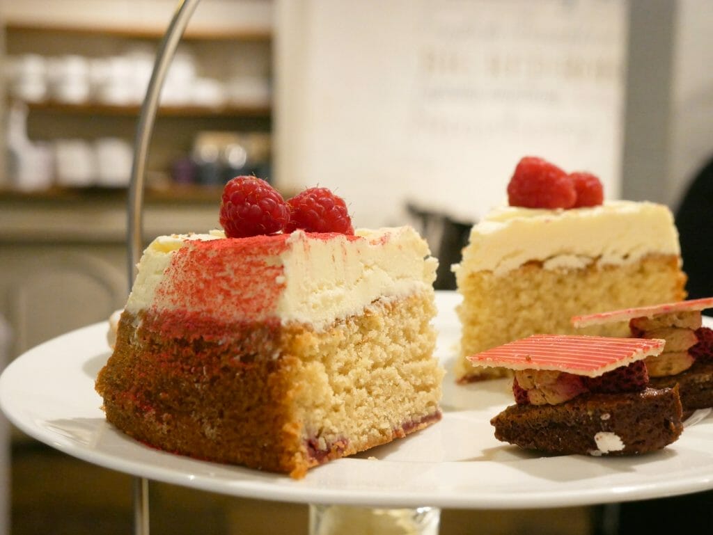 A selection of cakes on a plate at Whittard Covent Garden