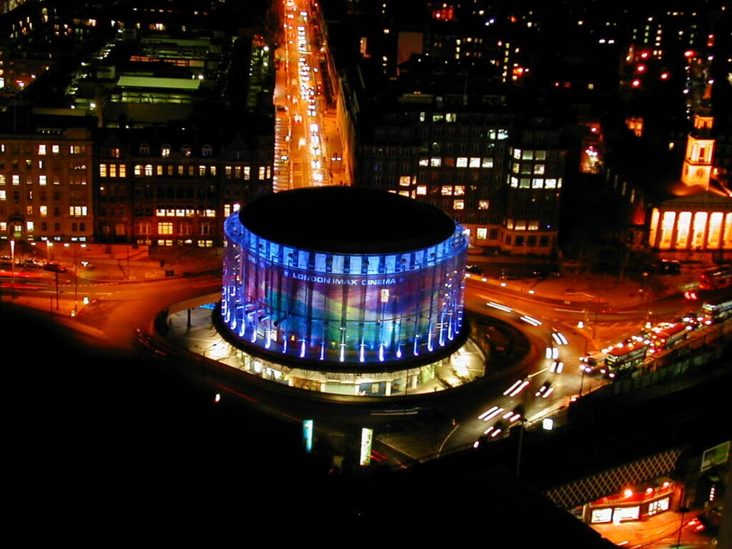 London IMAX Cinema from above at night