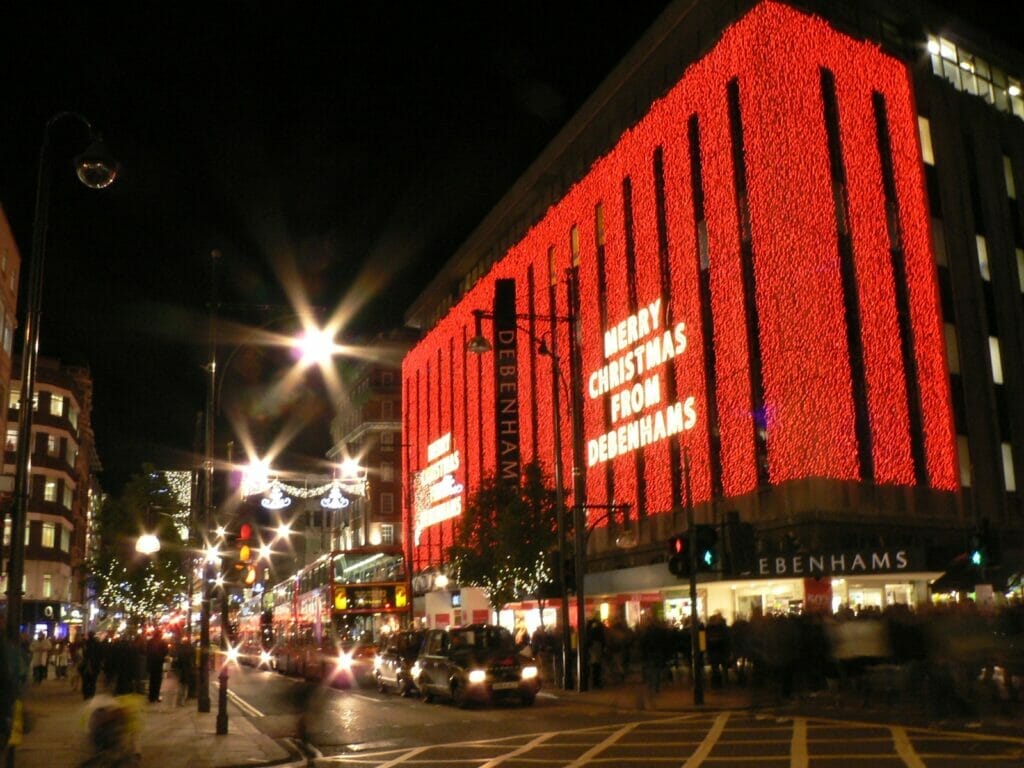 Shopping on Oxford Street at Christmas