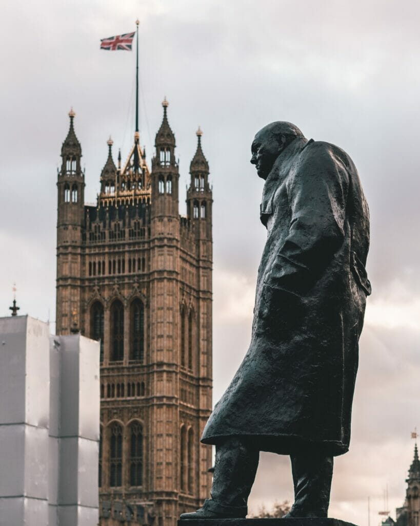 Churchill statue near Houses of Parliament