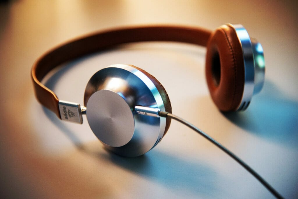 pair of headphones on table