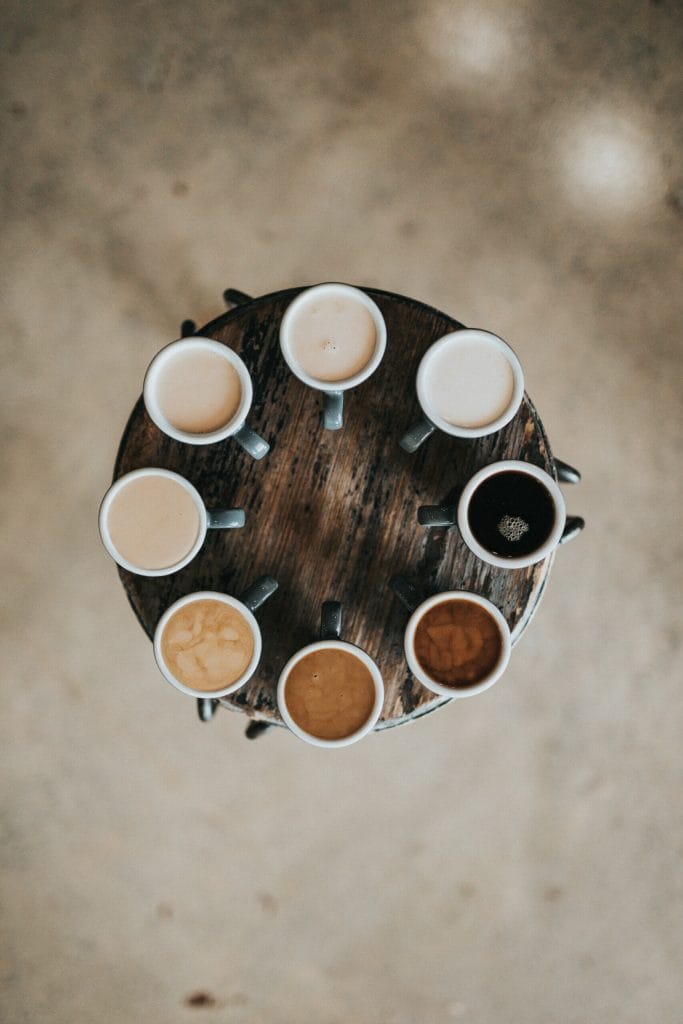 coffee cups from above