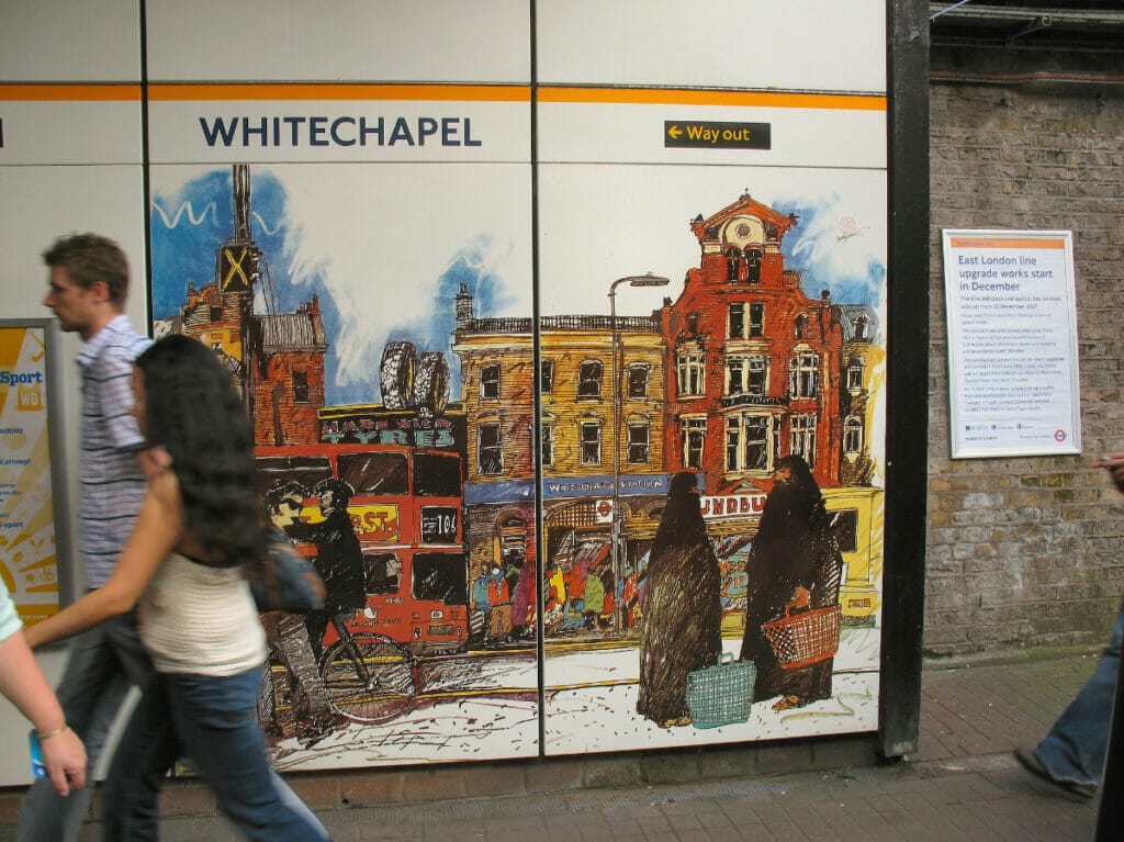 Whitechapel Tube station sign